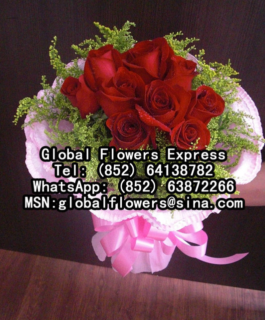 长相厮守|9枝红玫瑰花束|香港鲜花速递|香港花店|订花|送花
